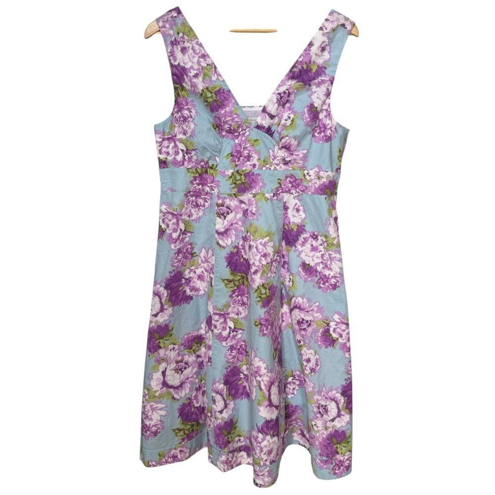 Garnet Hill Floral Print V-Neck Sleeveless Lined Cocktail Party Dress. 14.